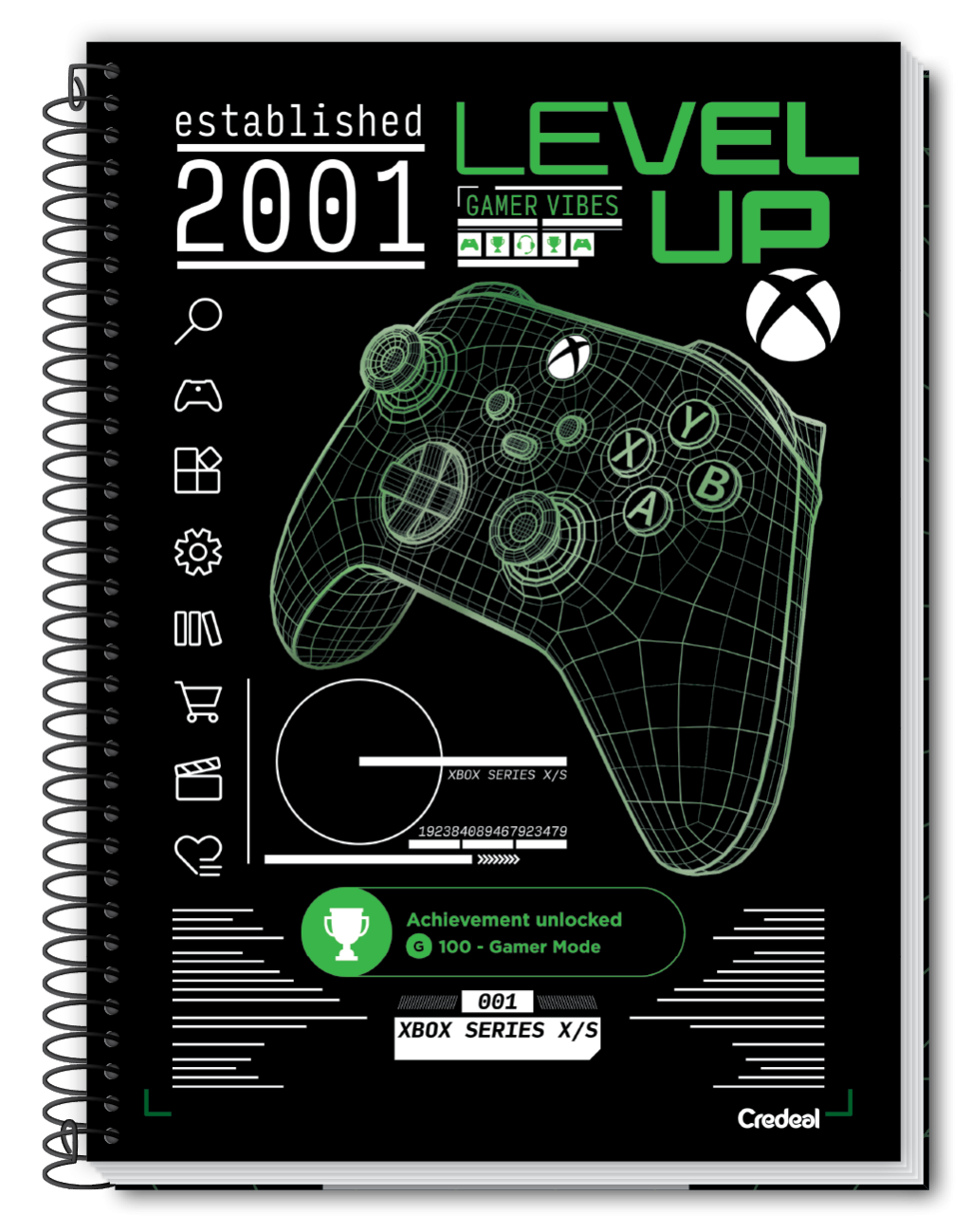 CADERNO 10 MATÉRIAS CAPA DURA X-BOX CREDEAL (279458)