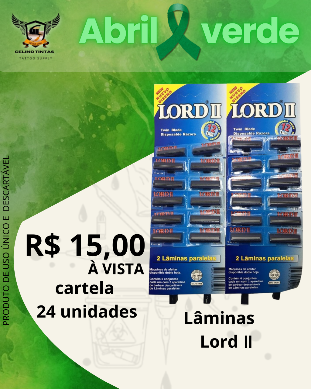 Cartela de  aparelho de depilação c/ 12 unidades -Lord II