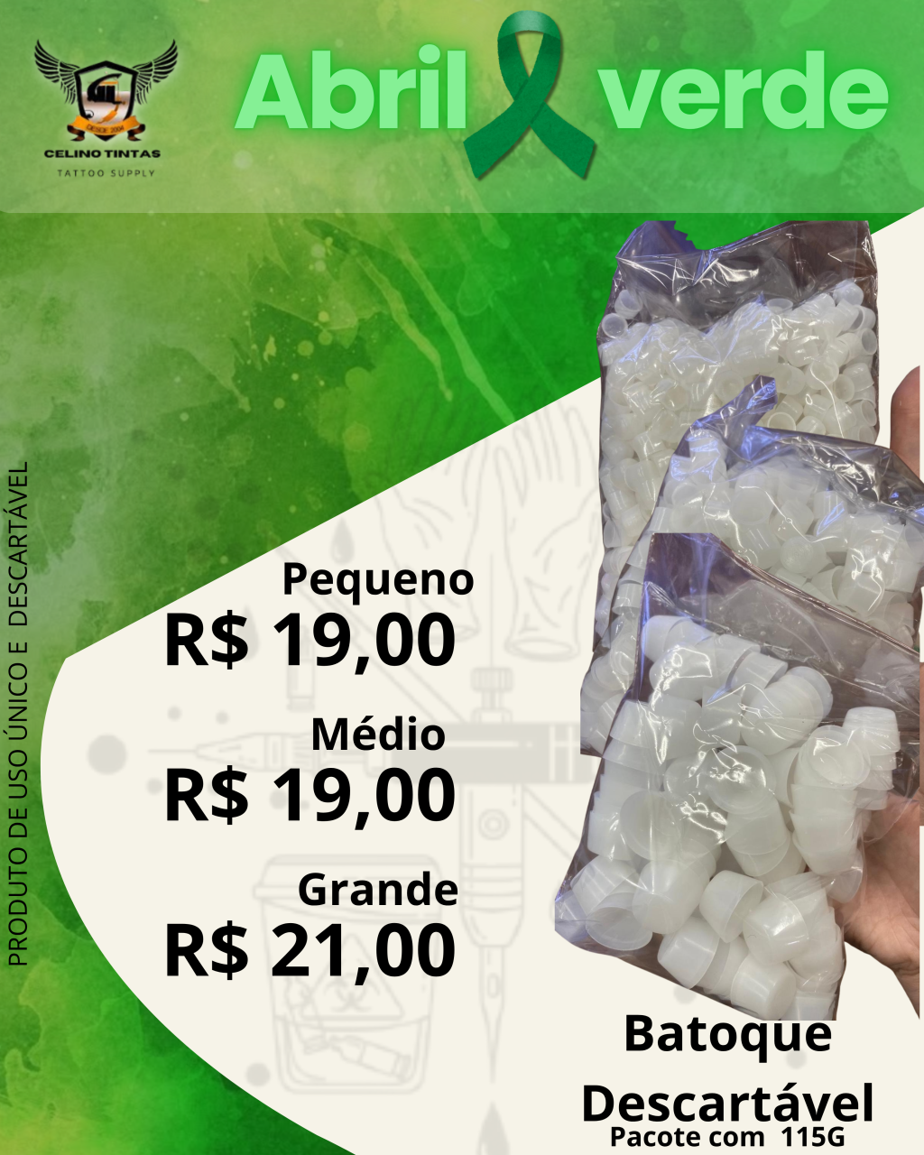 Pacote de Batoque Descartável 115G 