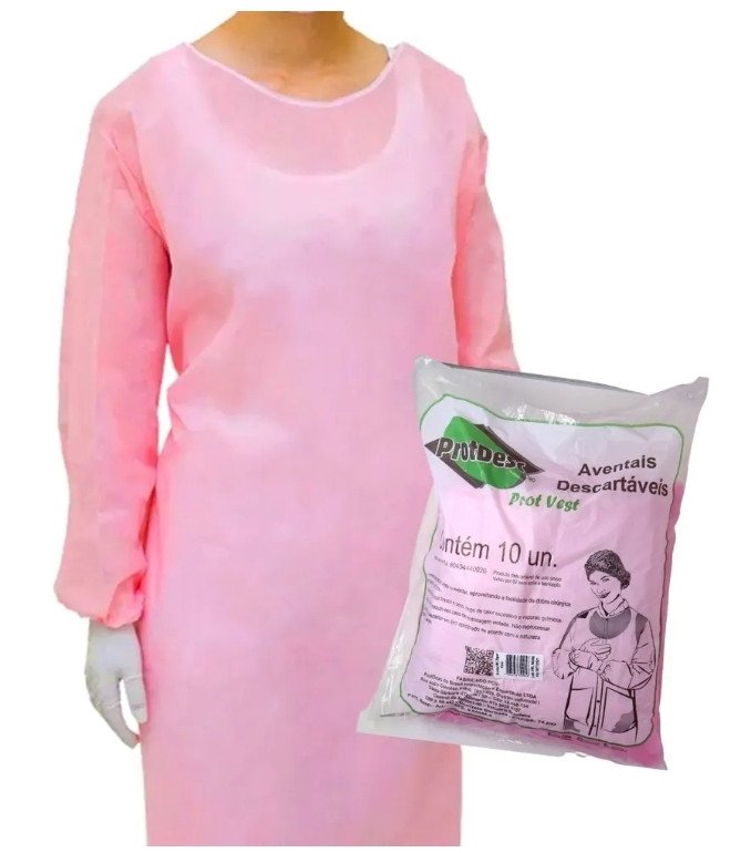 Kit 10 Aventais descartáveis Rosa claro  