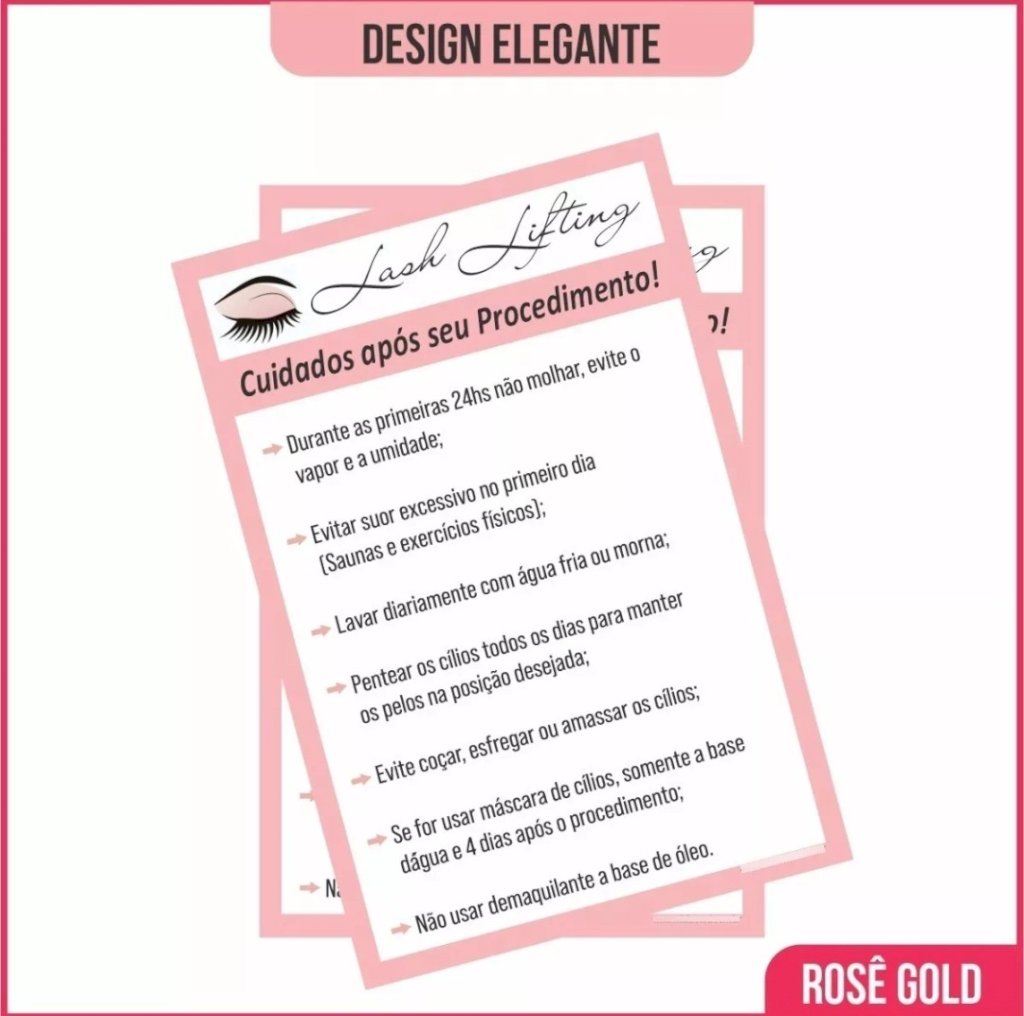 Ficha de cuidados pós Lash Lifting 