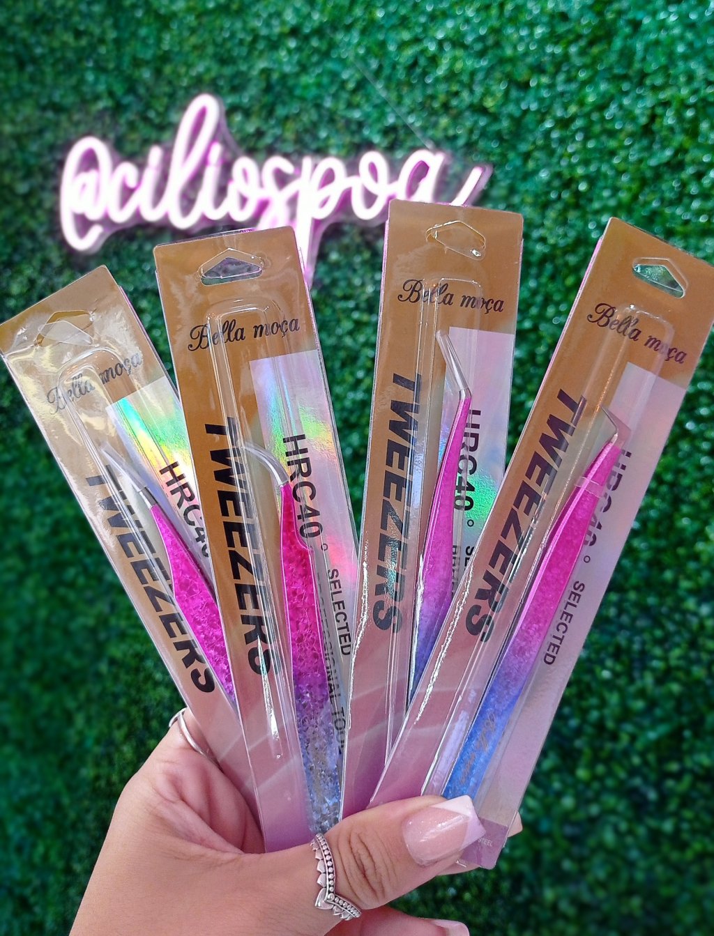 Pinça Glitter Rosa e Azul 