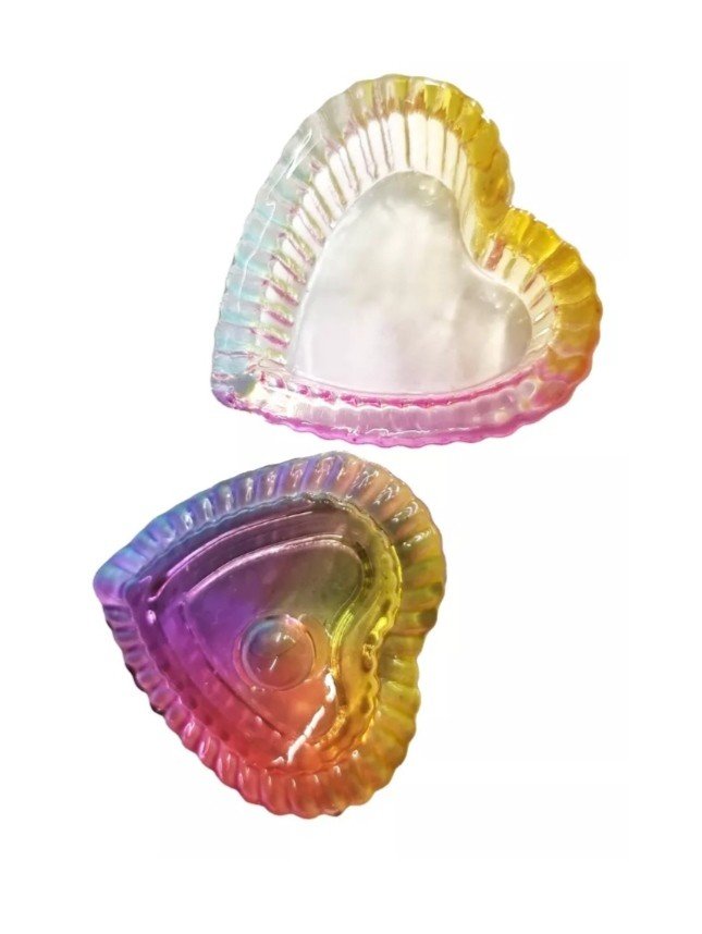 Dappen de vidro com tampa-  Coração 