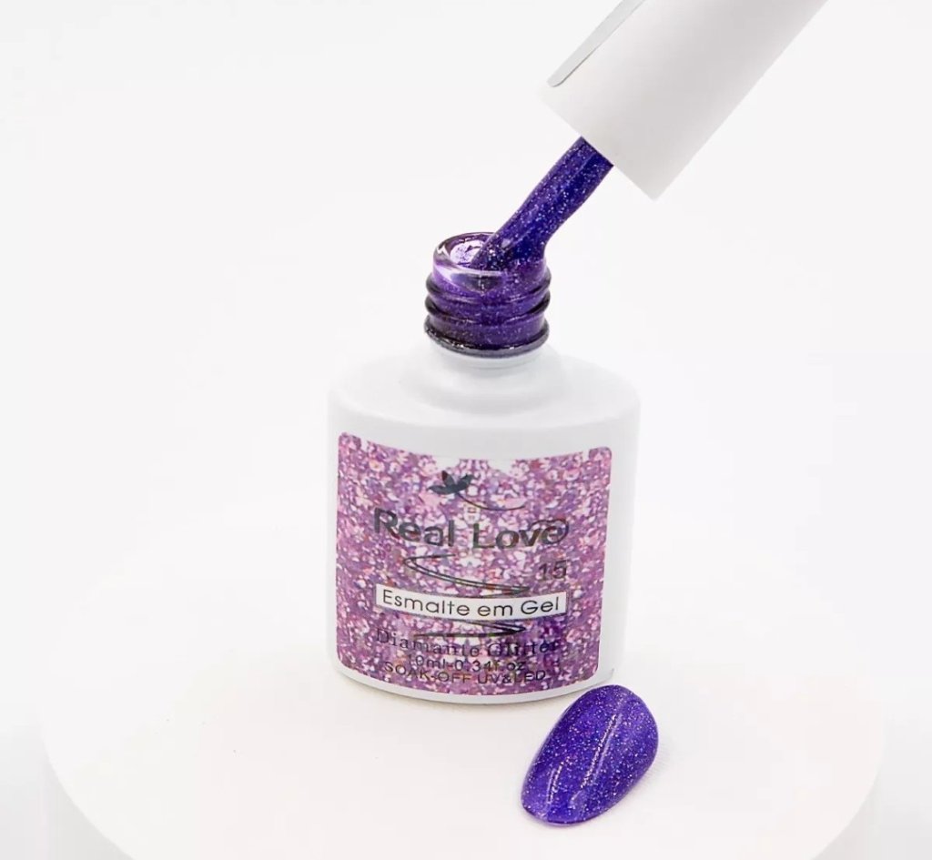 Esmalte em gel - Real Love - Refletivo-  Diamante 