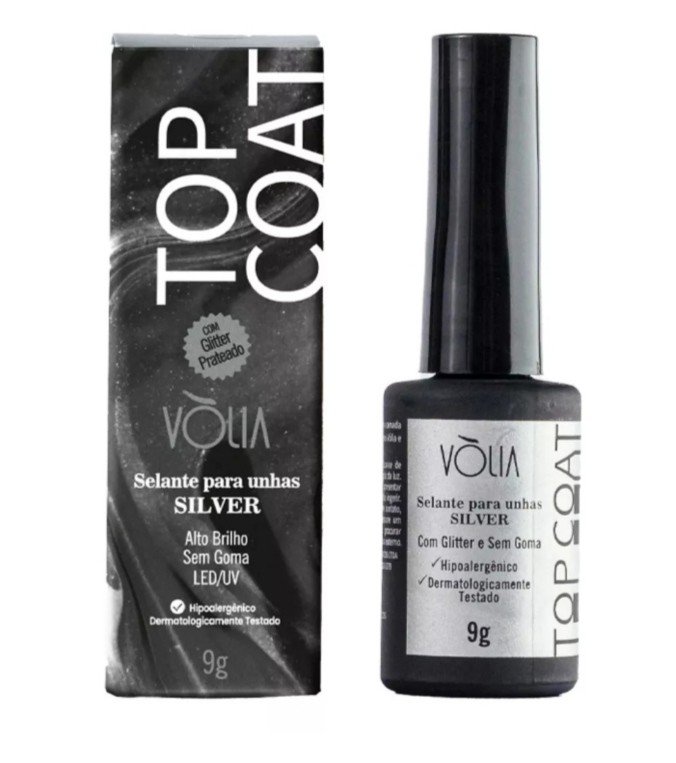 Top Coat com glitter Volia - Silver 