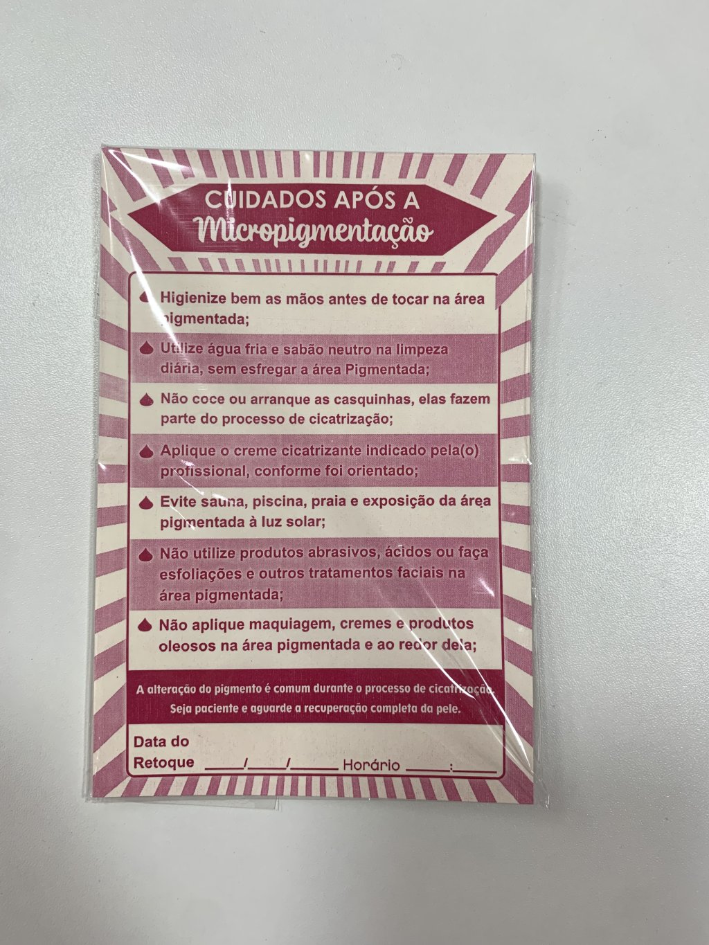 Ficha de cuidados pós micropigmentação 