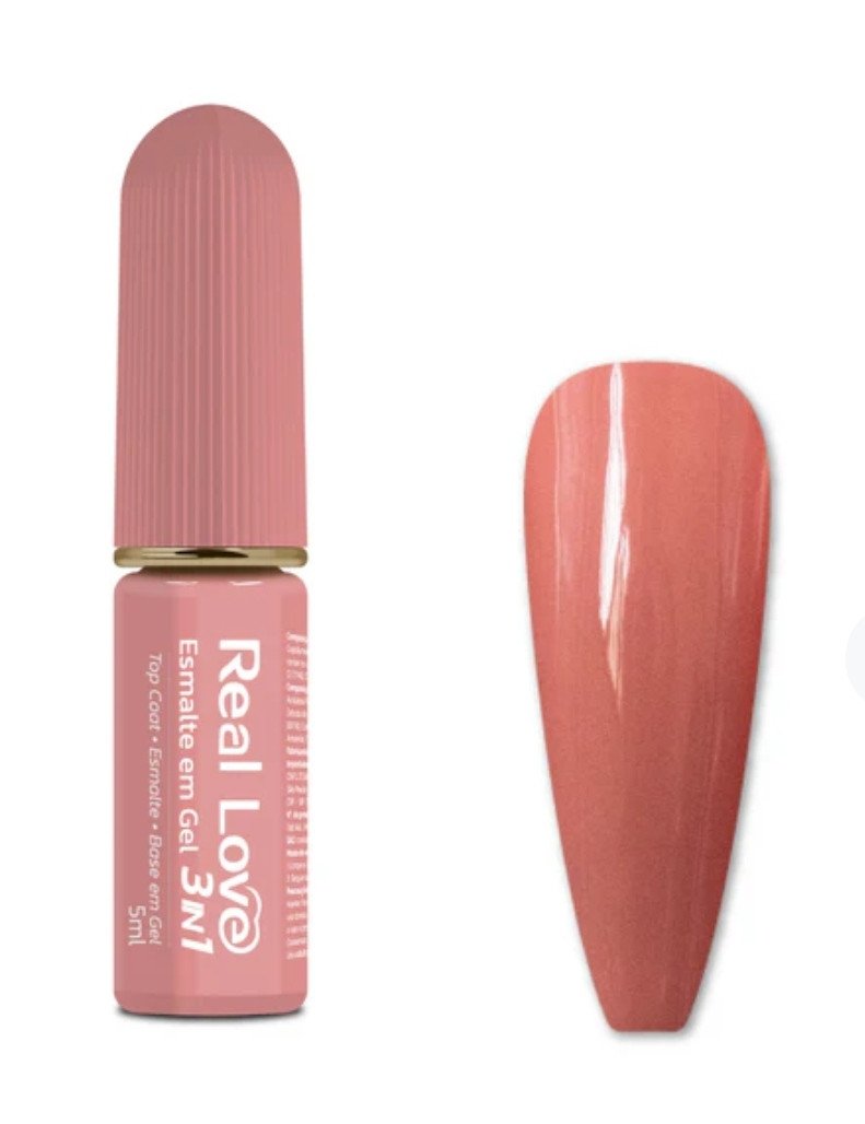 Esmalte em gel real love - 3 em 1 - 012 Nude rosado 