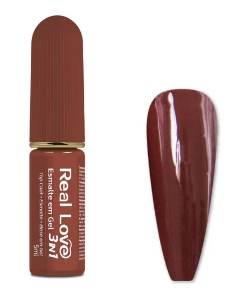 Esmalte em gel real love - 3 em 1 - 044 marrom  