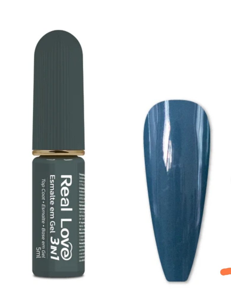 Esmalte em gel real love - 3 em 1 - 056 Cinza azulado  