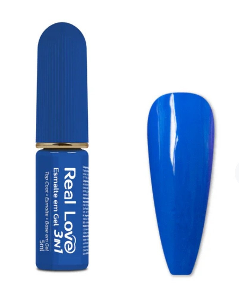 Esmalte em gel real love - 3 em 1 - 030 Azul Bic  
