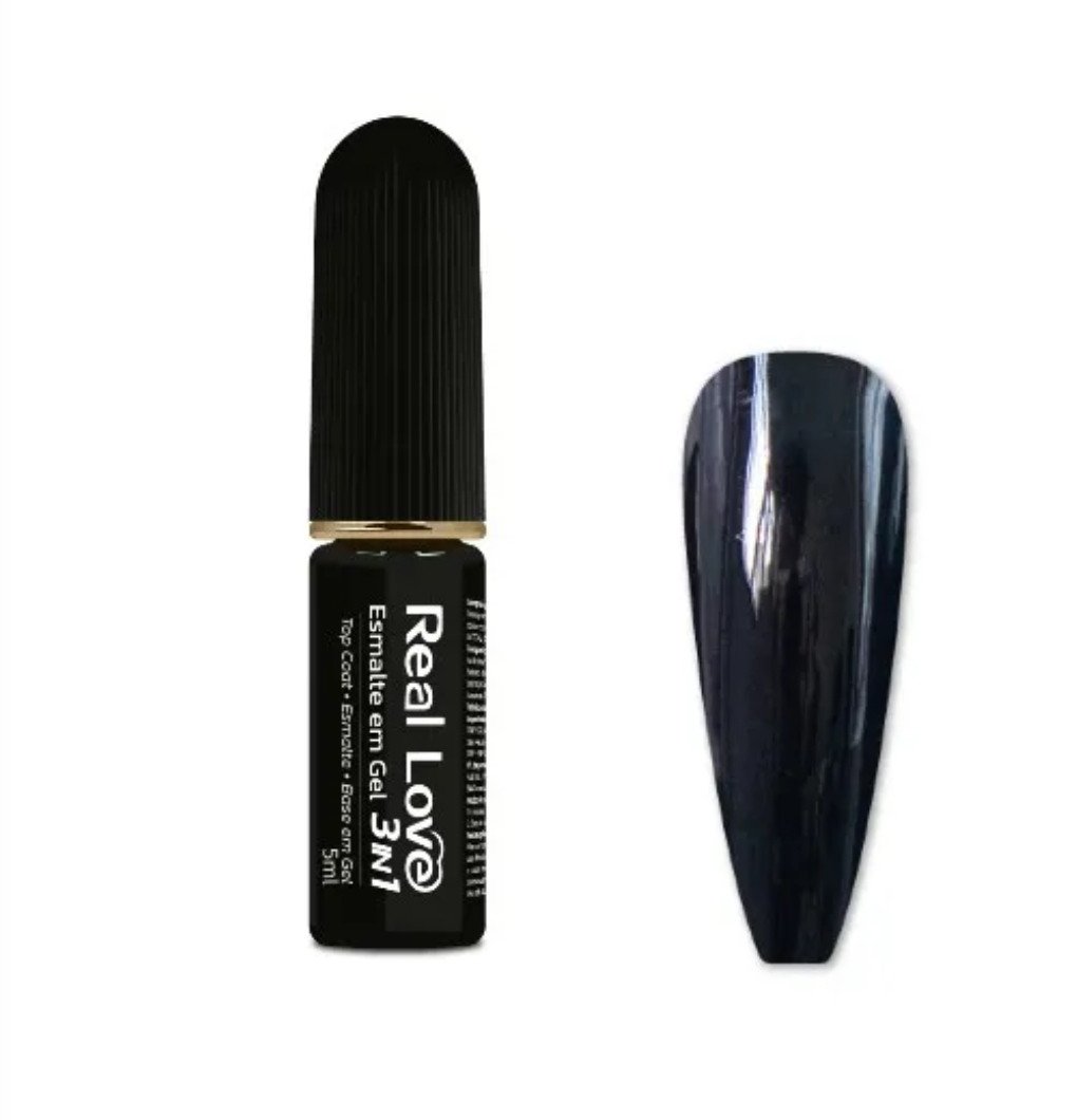 Esmalte em gel real love - 3 em 1 - 055 Preto  