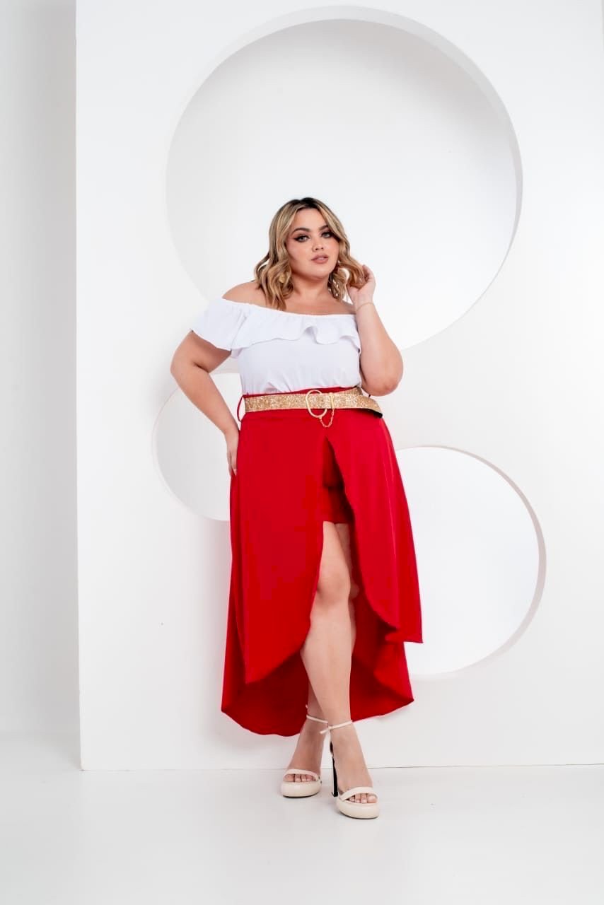 Conj. Cropped saia longa e Short   