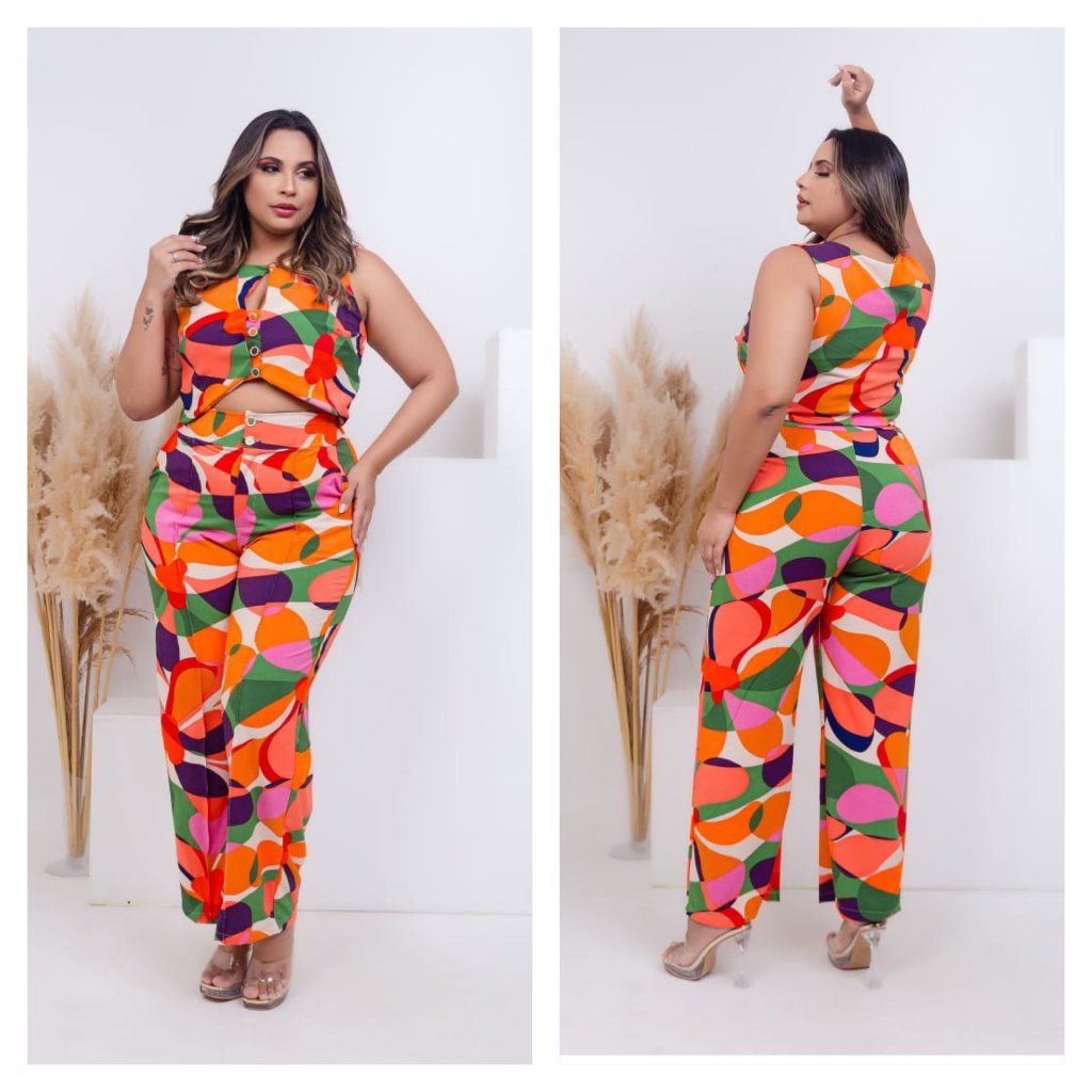 Conj. De calça estampada midsize. Ref: 1040