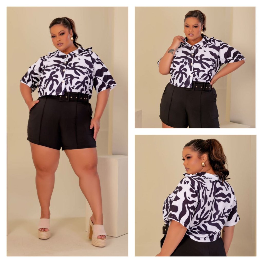 Conj.short e blusa de botão. Ref: 1124