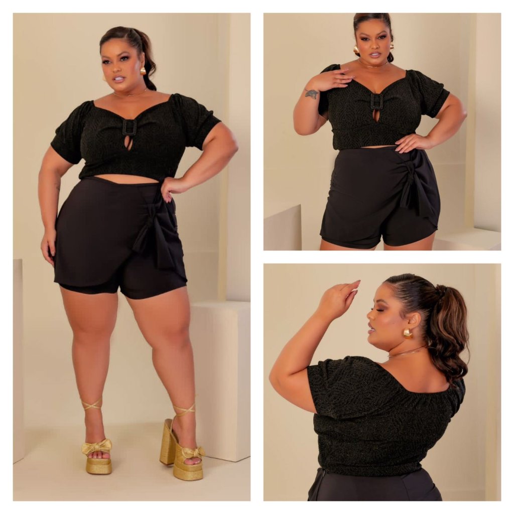 Conj. Short e blusa de fivela. Ref: 1130