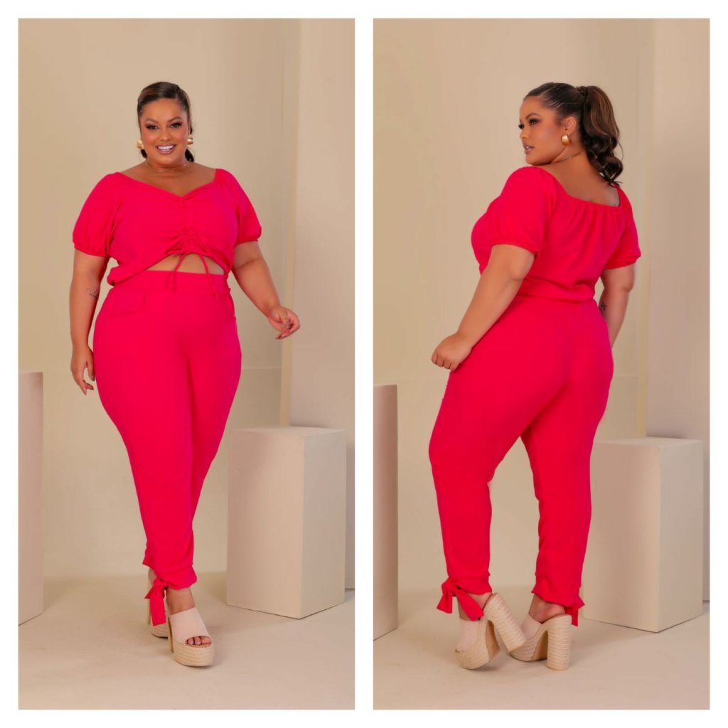 Conj de calça de laço e cropped.  Ref: 1134