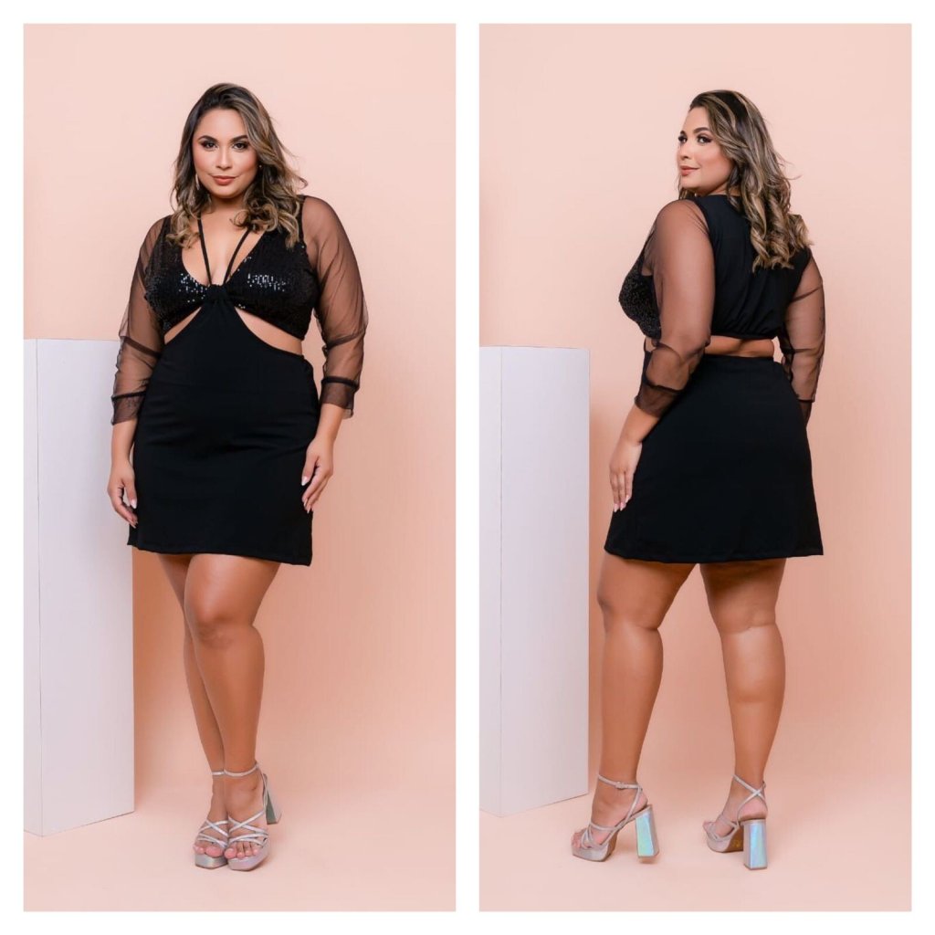 Vestido midsize Paetê. Ref: 1179