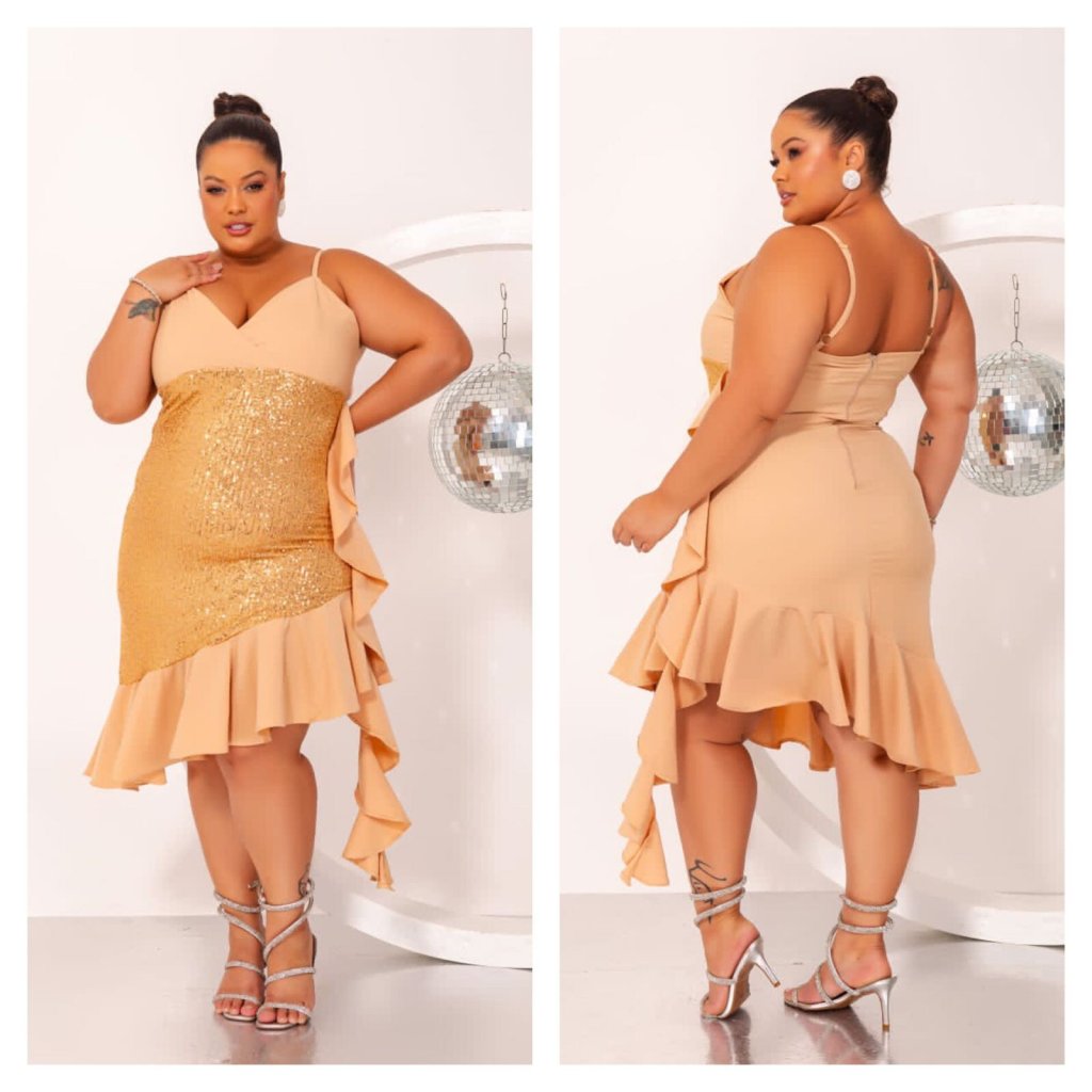 Vestido midi paetê. Ref: 1193