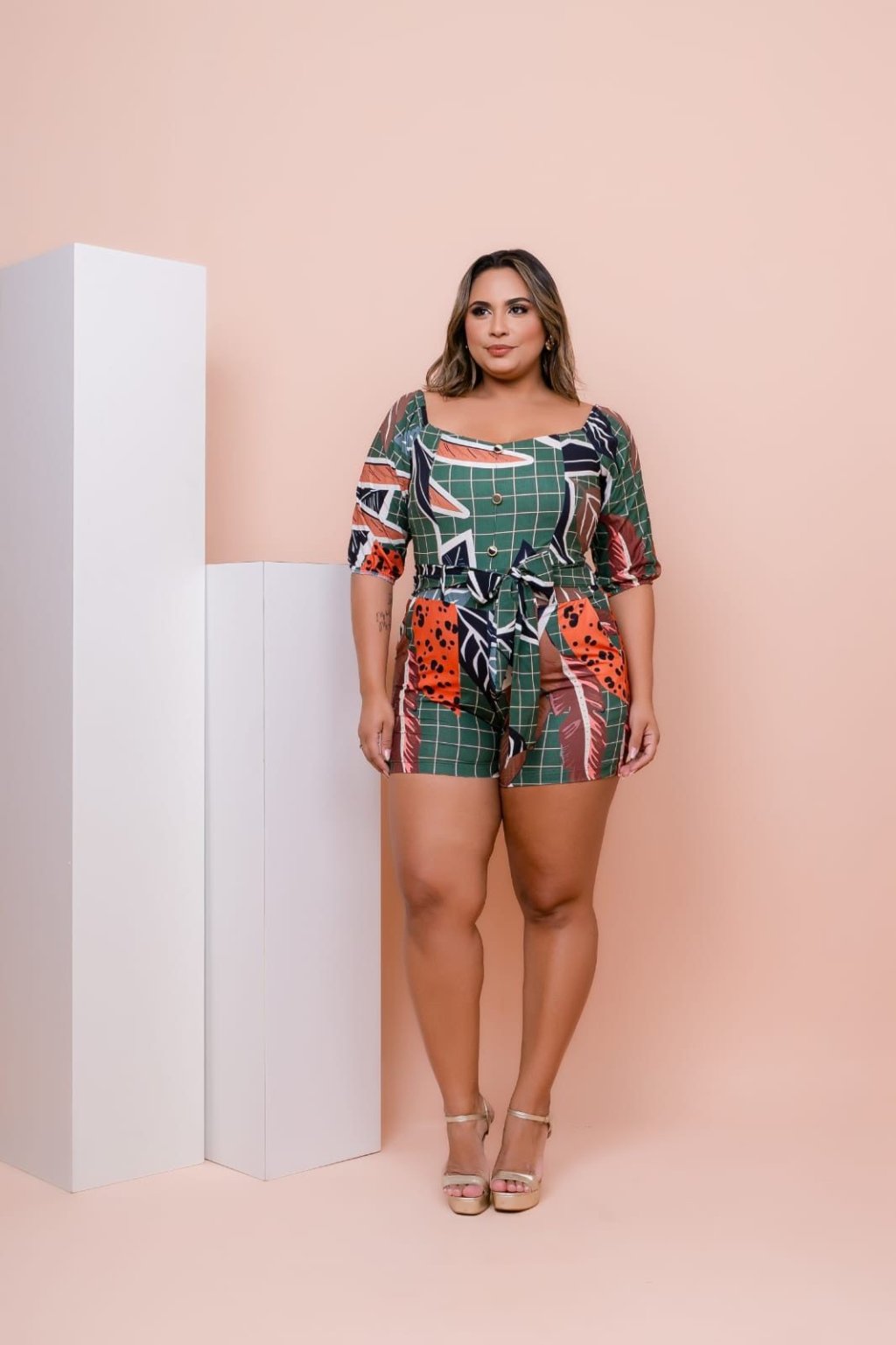 Macaquinho estampado midsize. Ref: 1227