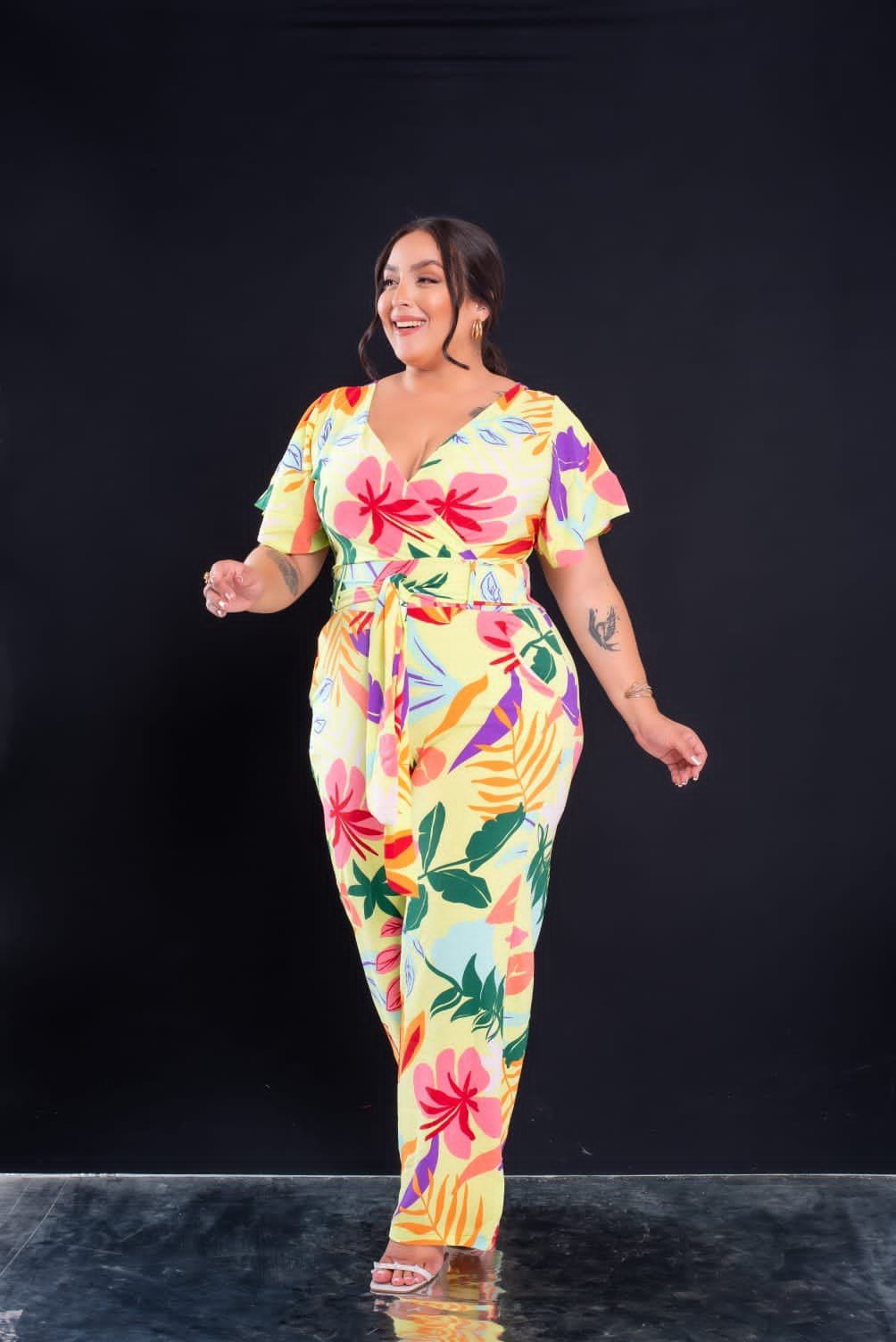 Macacão longo estampado midsize. Ref: 1260