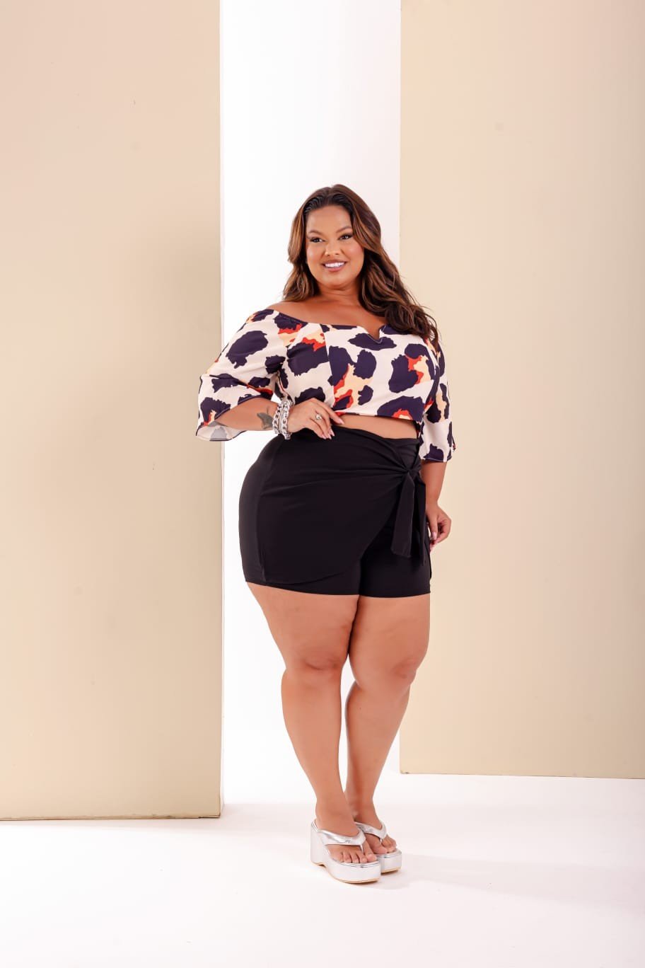 Conj. Short com nó e cropped.  Ref: 1410