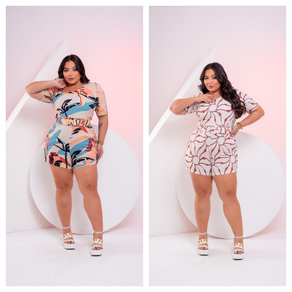 Macaquinho estampado com manguinha. Ref: 1427