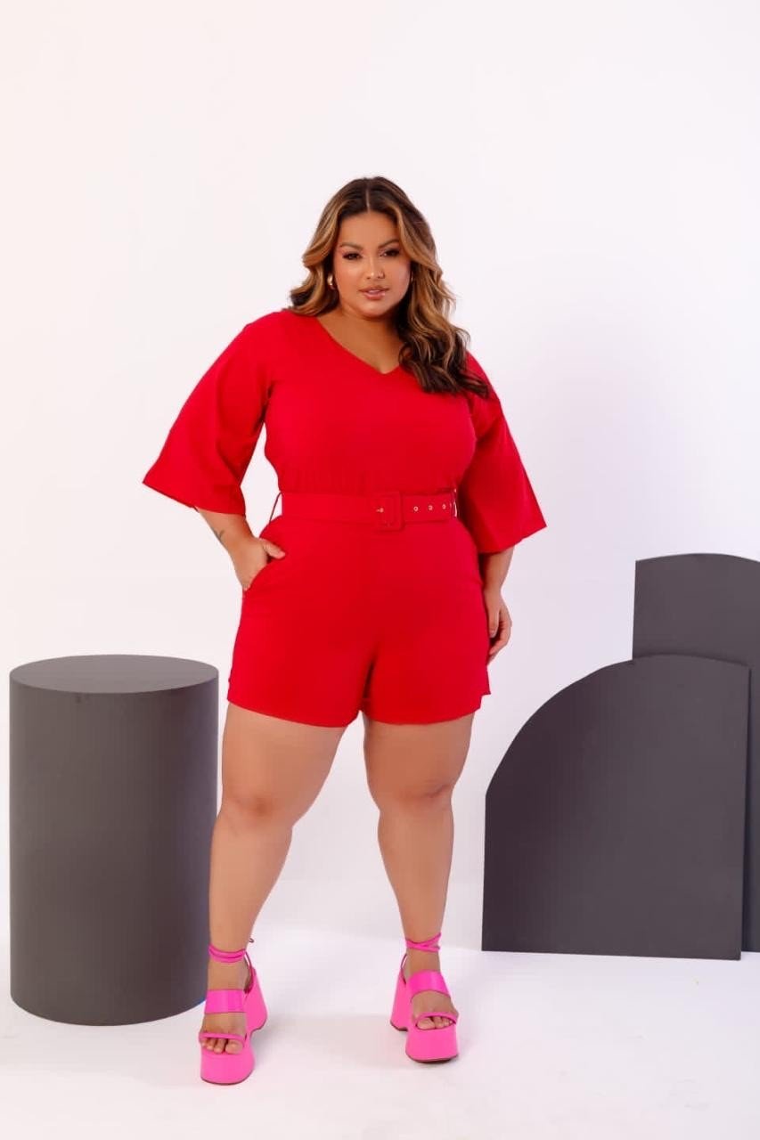 Macaquinho com cinto. Ref: 489