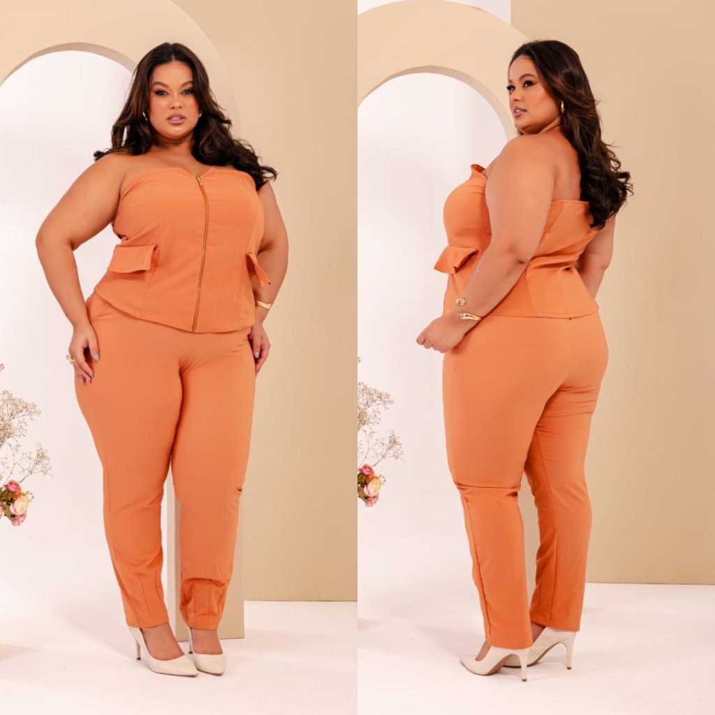 Conj de calça com crooped de zíper ref 1556