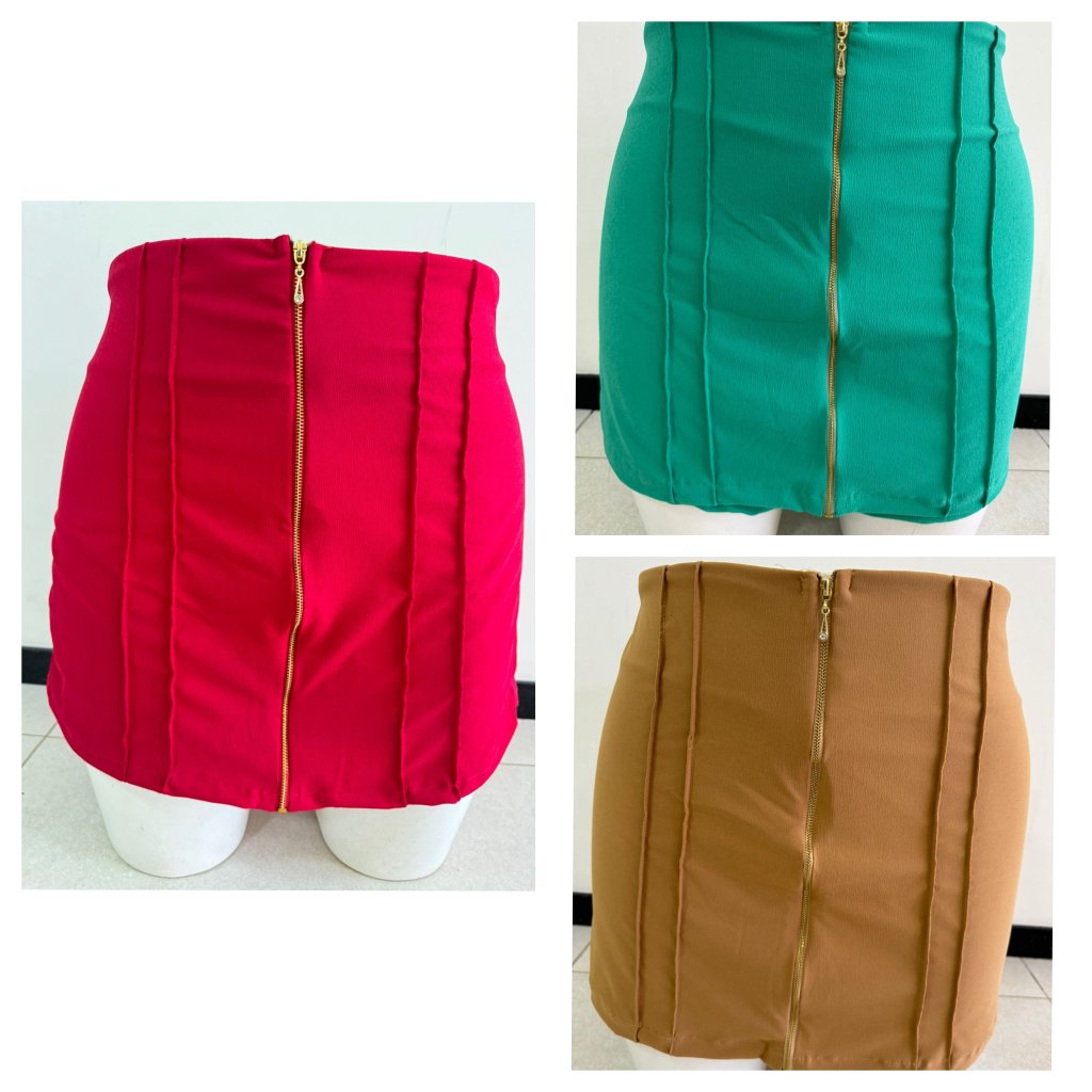 Short saia zíper.  Ref: 1579