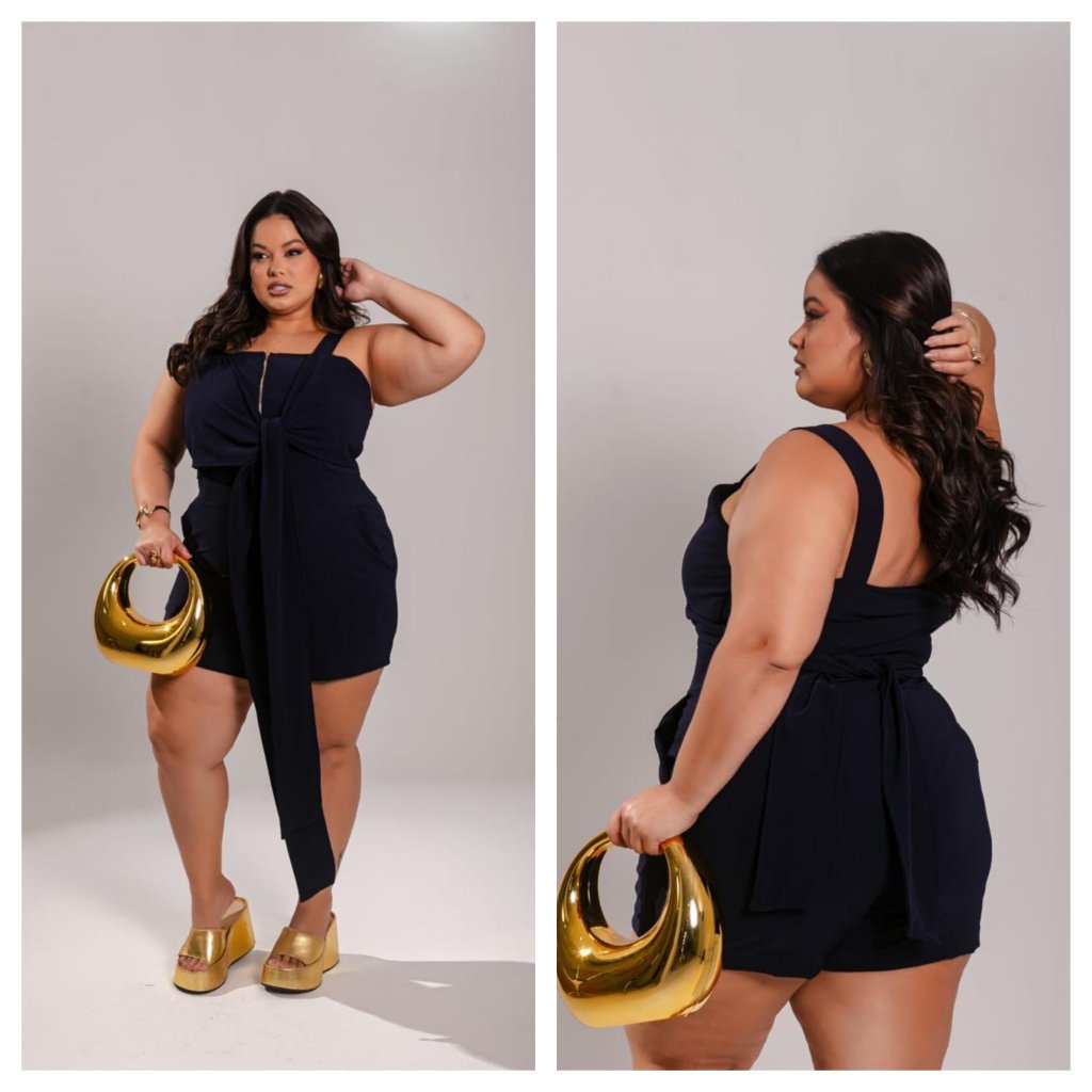 Macaquinho de zíper e amarração na frente. 1597