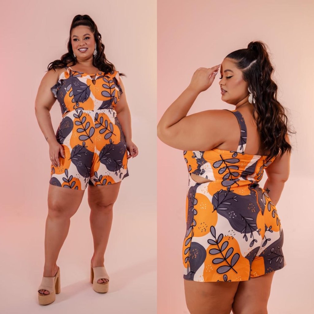 Macaquinho estampado de alça. Ref: 1678