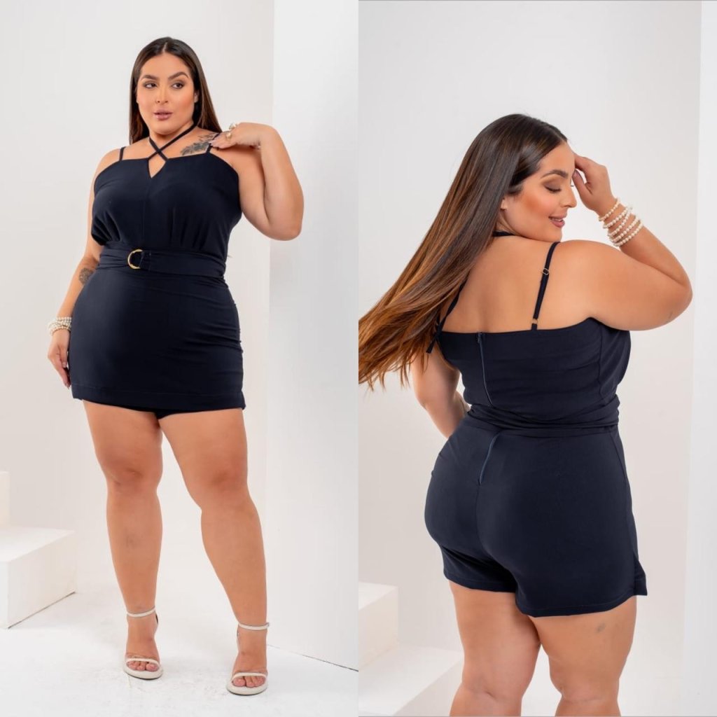 Macaquinho alça transpassado + faixa Ref:1687