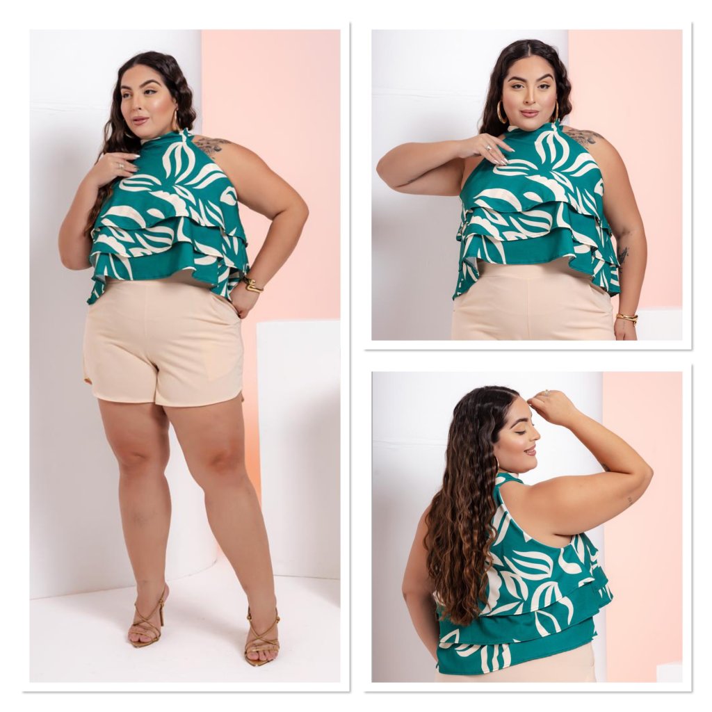 Conjunto Midsize Short e blusa babado Ref1872