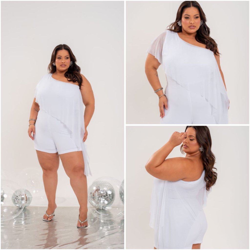 Macaquinho tule trabalhado na lateral. Ref: 1930