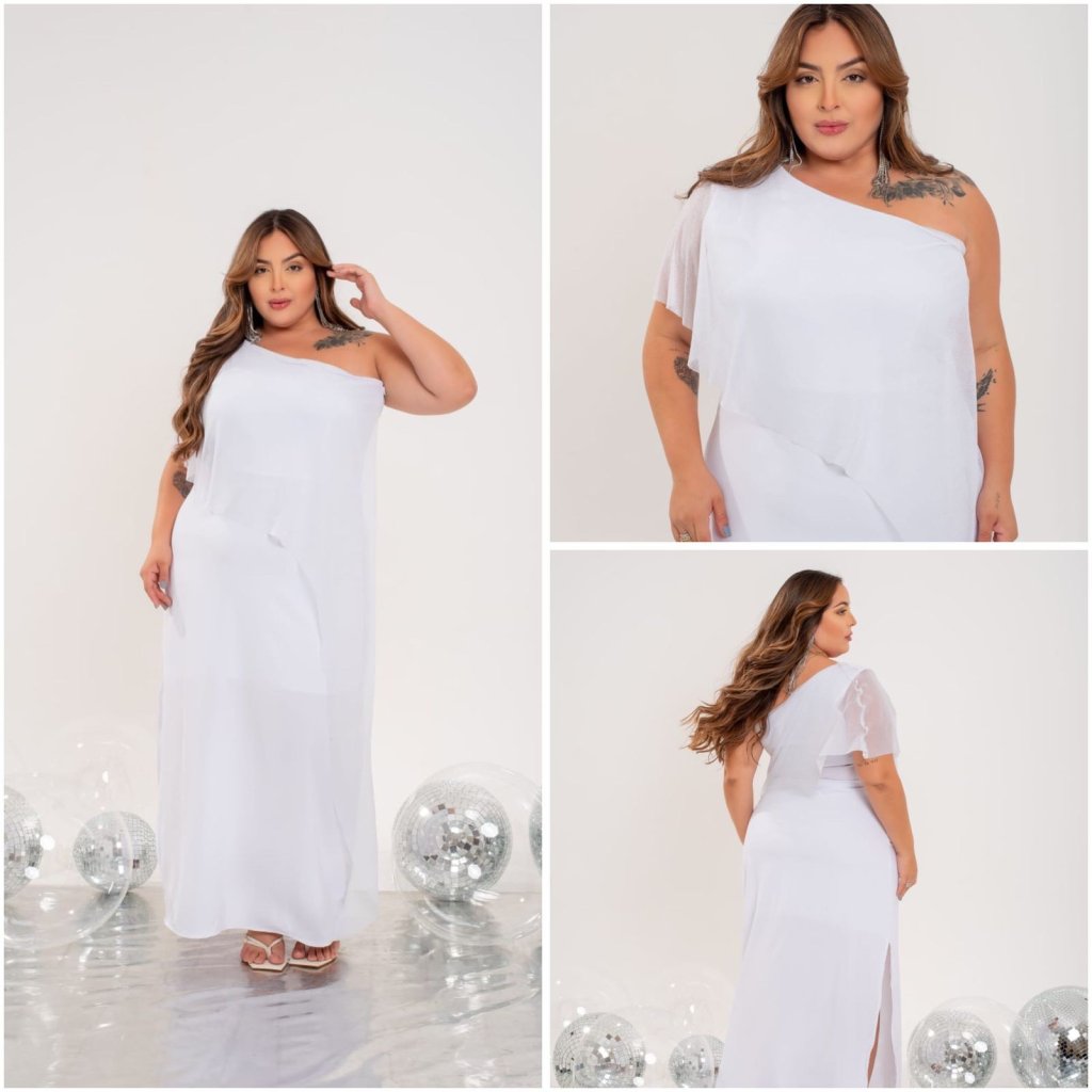 Vestido longo Midsize com tule. Ref: 1937