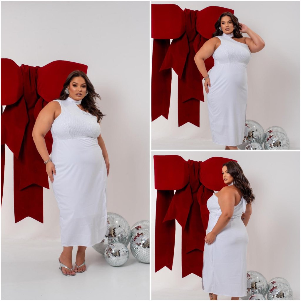 Vestido paetê + gola ref 1946