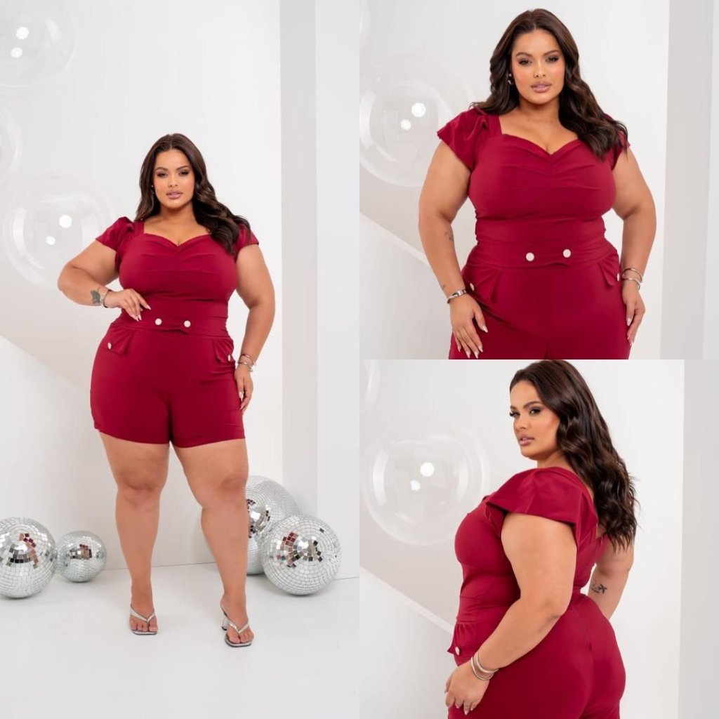 macaquinho manga +botão na cintura ref1986