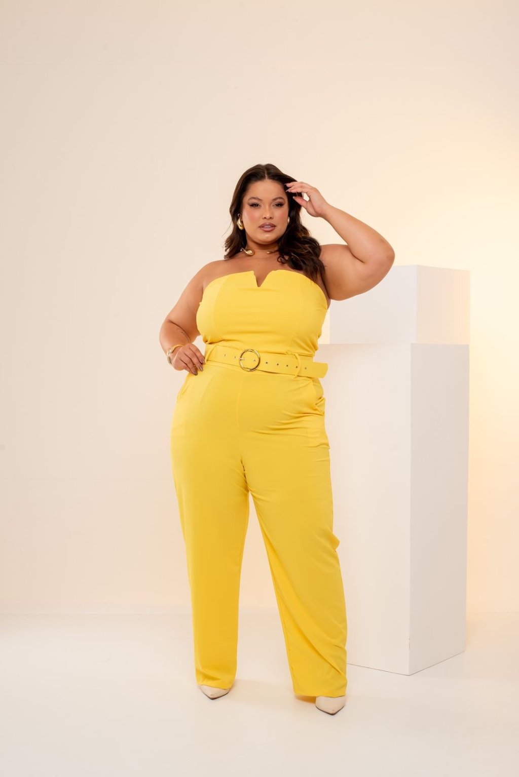 Macacão longo tomara que caia em V ref 1875