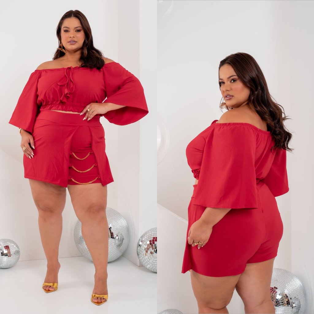 Conjunto short saia com corrente ref 2017