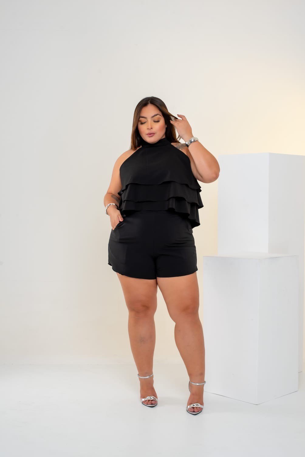 Conjunto Midsize short + blusa babado Ref1844