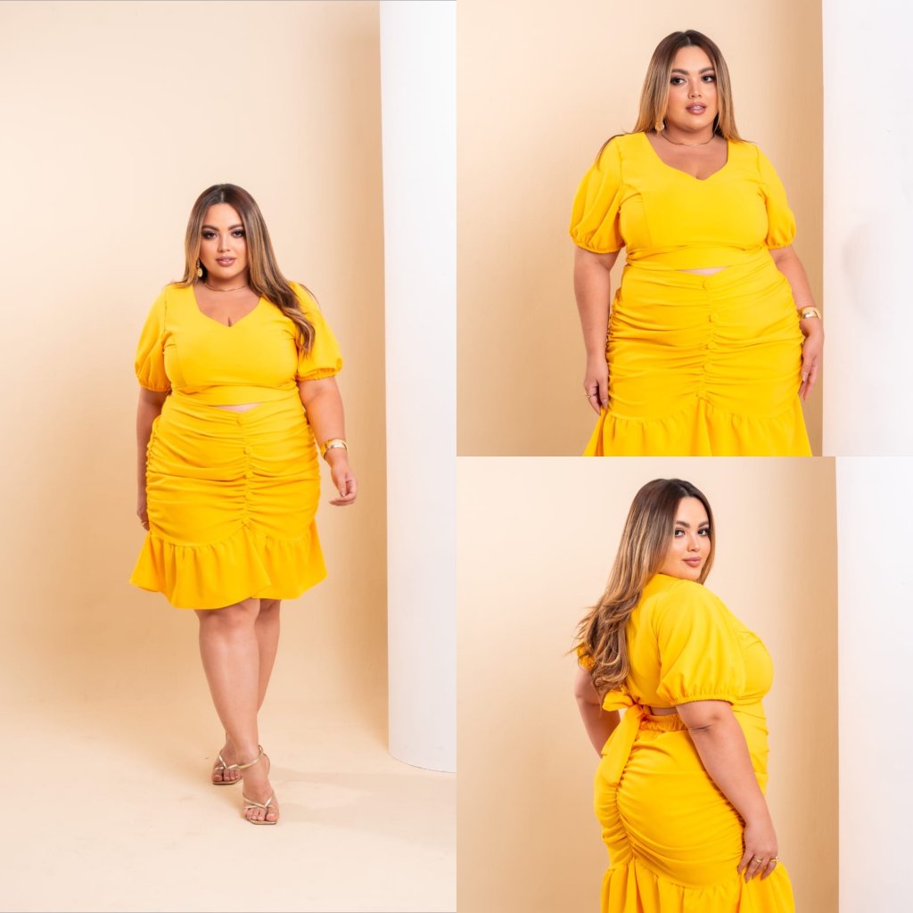 Conjunto saia blusa amarração atrás ref2032