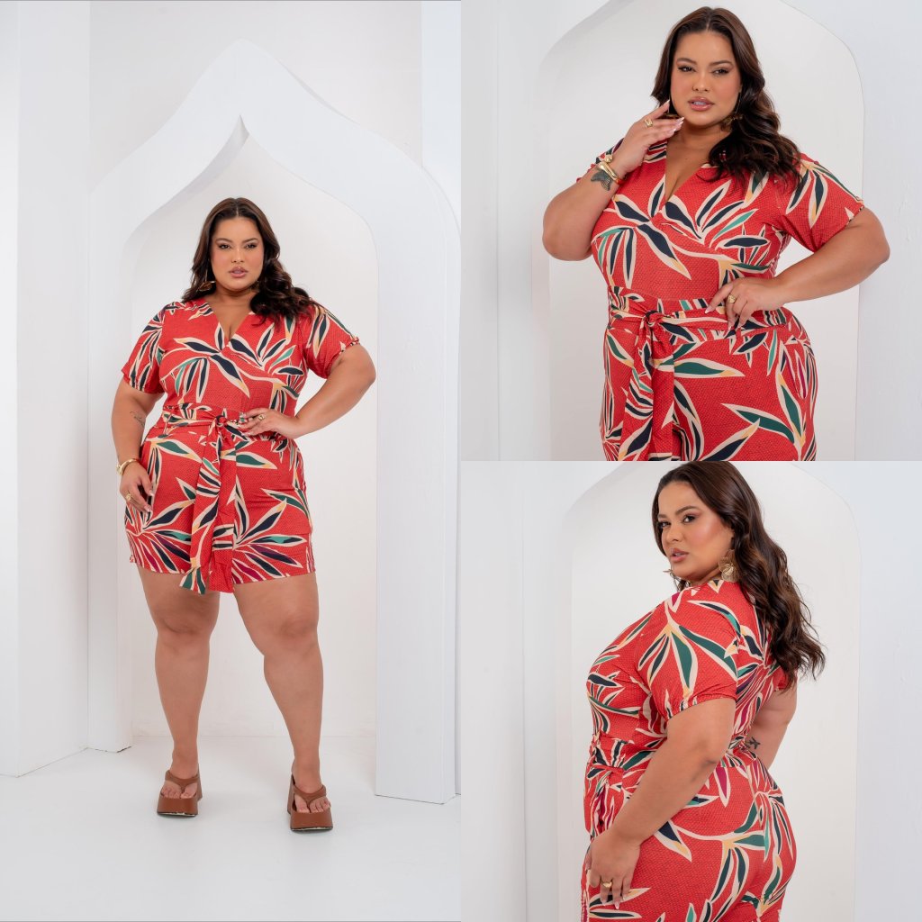 Macaquinho manga elástico + faixa ref2042