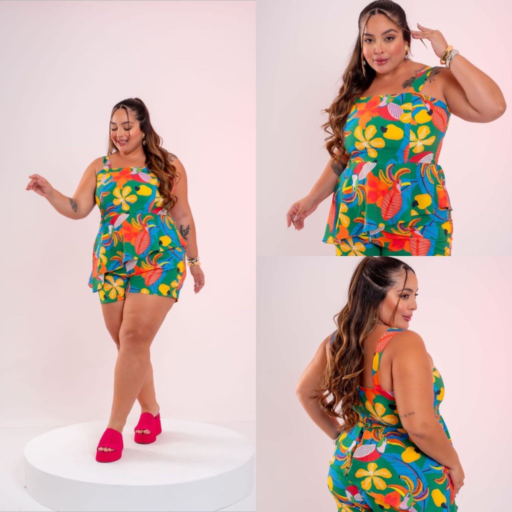 Macaquinho midsize estampado.  Ref: 2089