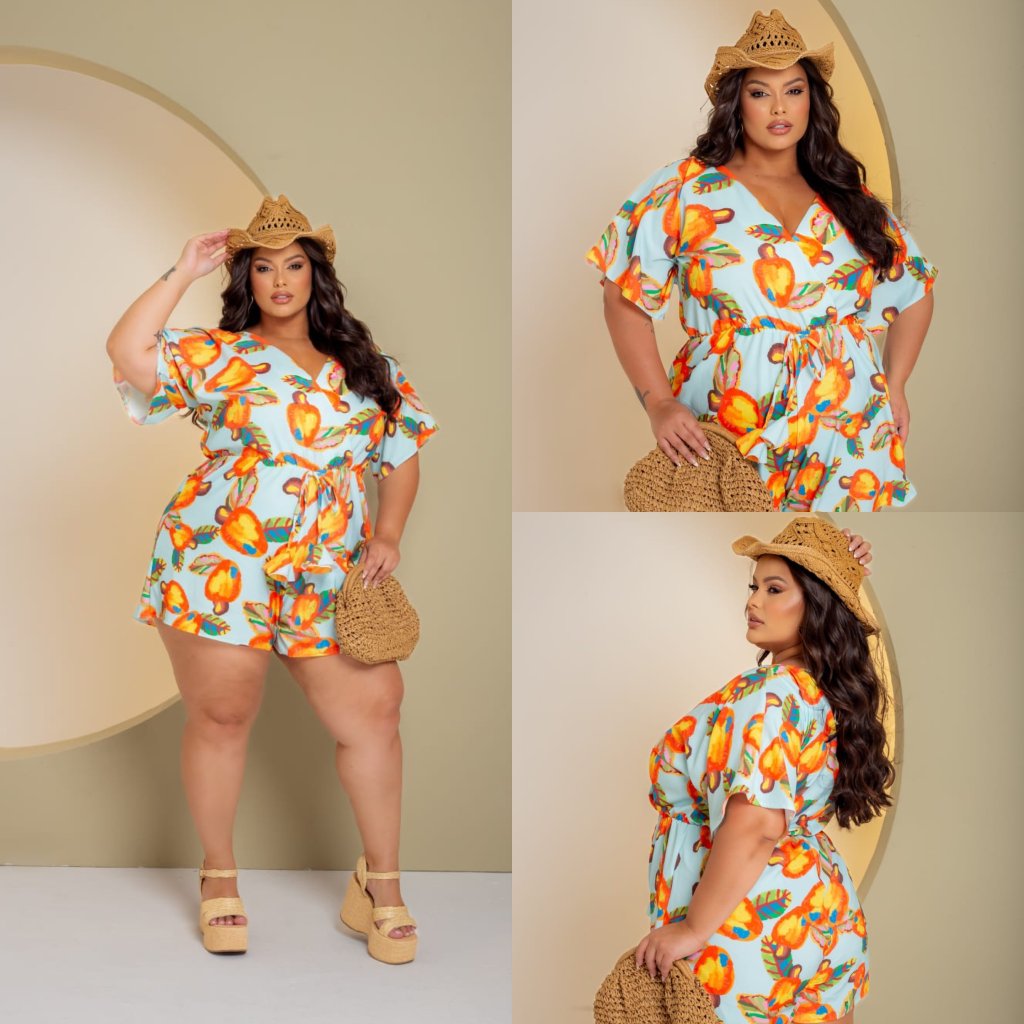 Macaquinho manga flê + viés na cintura ref 2107