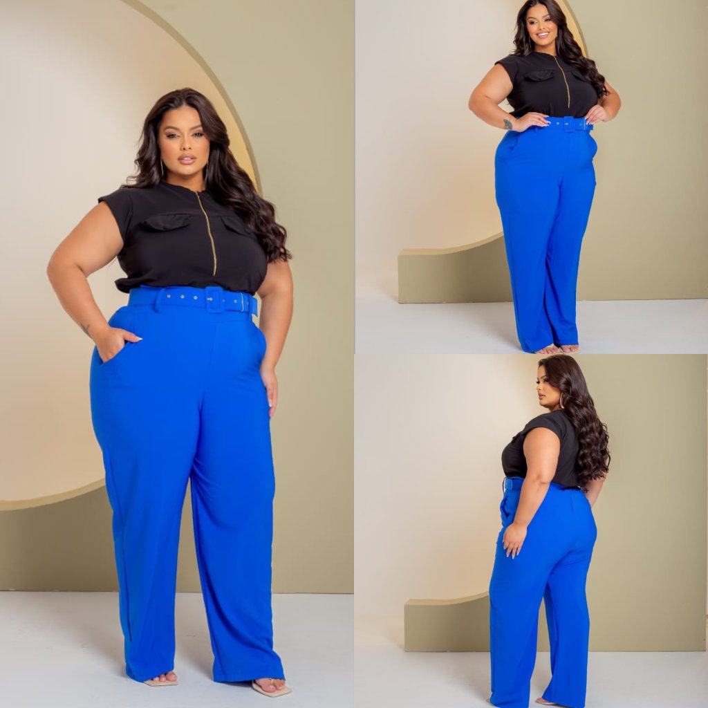 Calça pantalona + cinto ref 2115