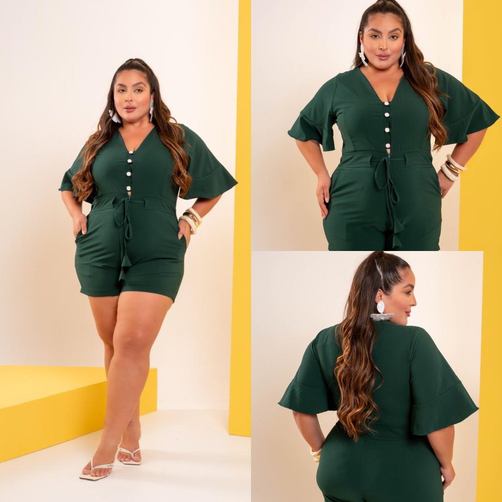 Macaquinho MIDSIZE manga com botão e viés ref2125