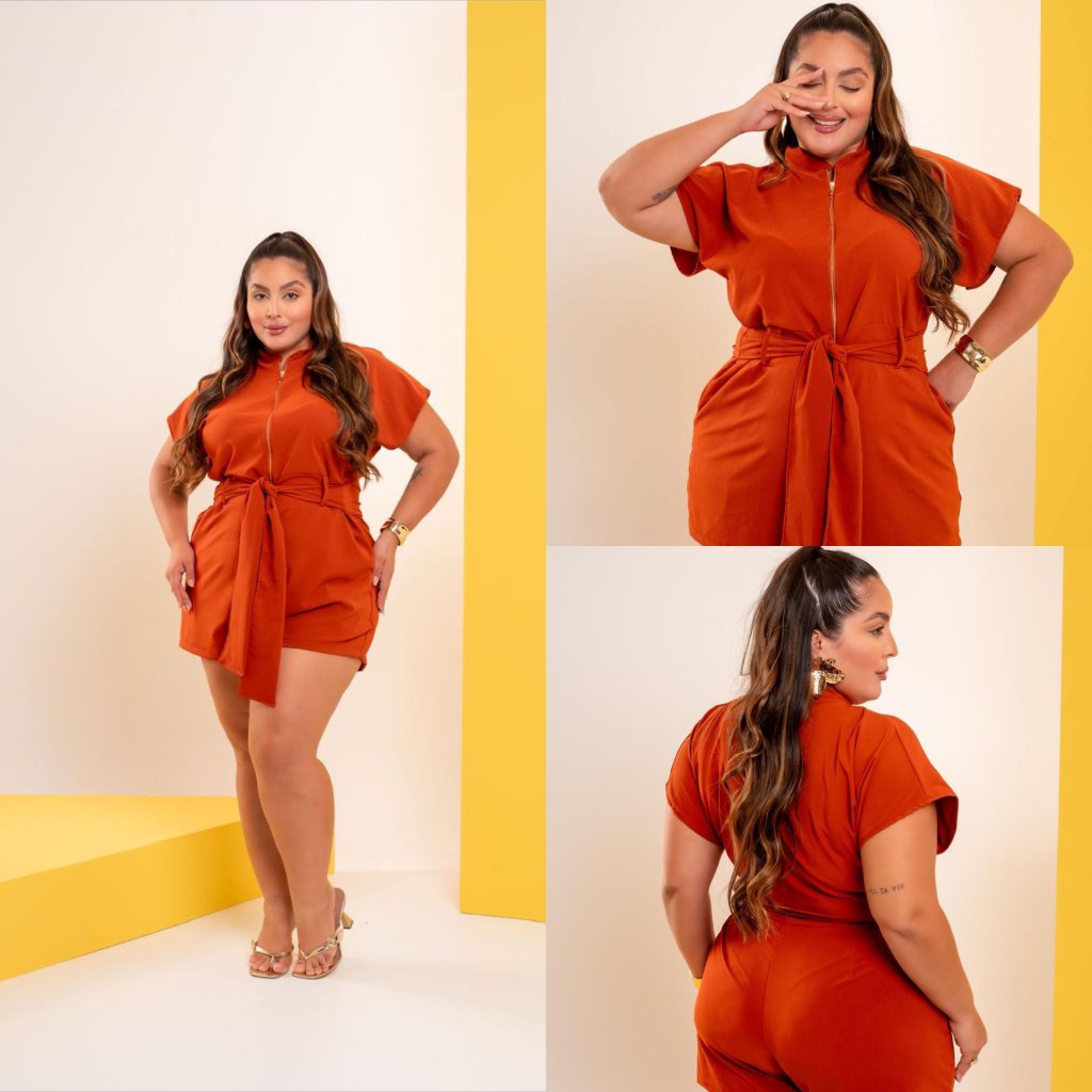 Macaquinho MIDSIZE manga flê zíper e faixa ref 2126