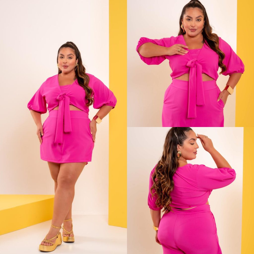 Conjunto MIDSIZE blusa + top short saia ref2129