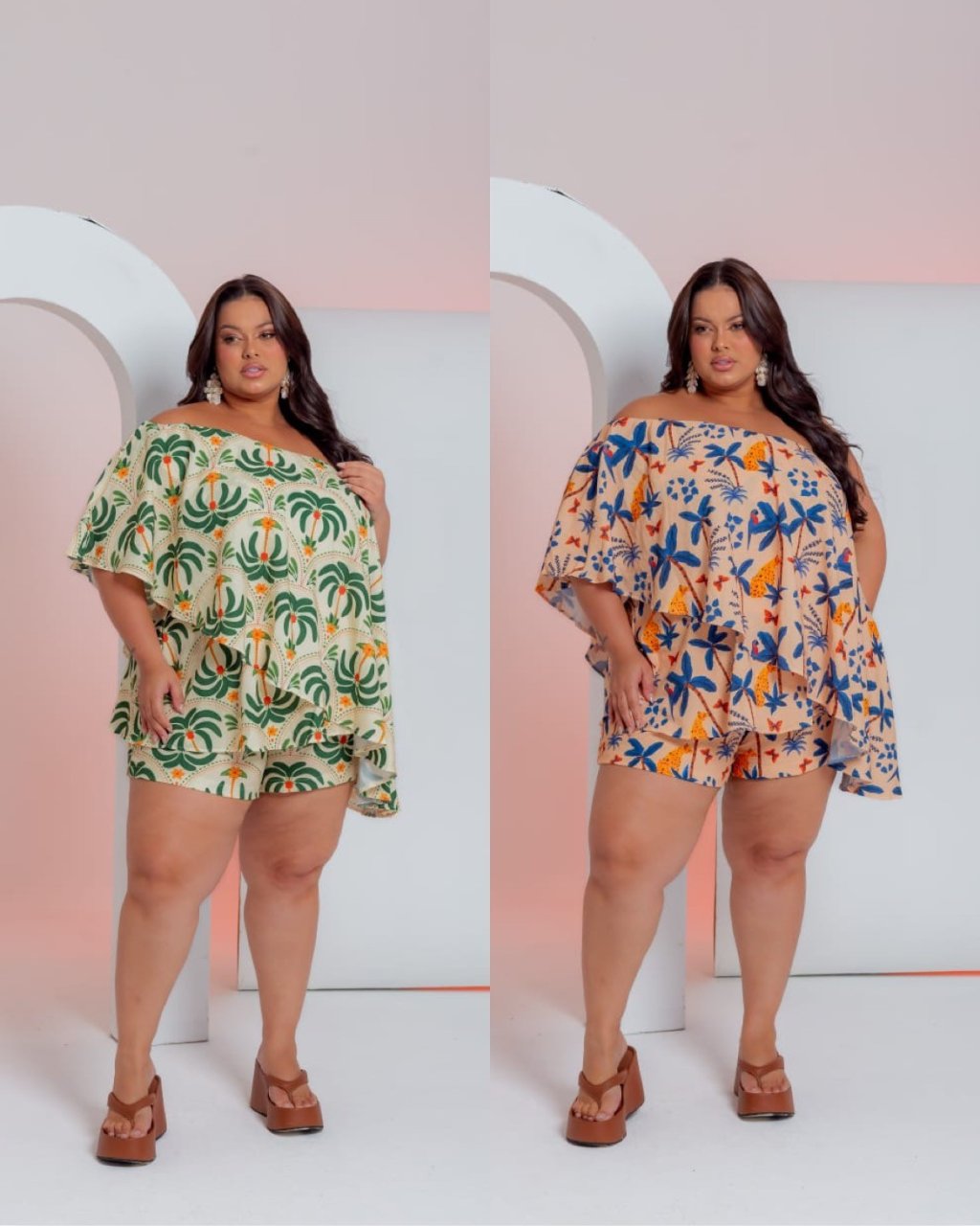 Macaquinho babado por cima um ombro ref2160