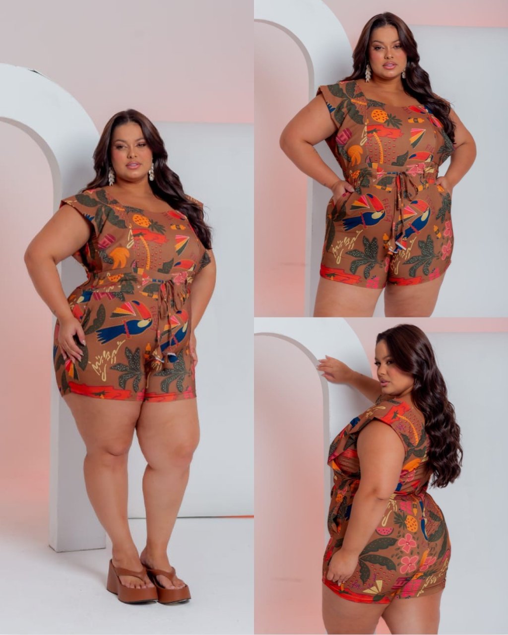 Macaquinho alça larga + viés na cintura ref2162